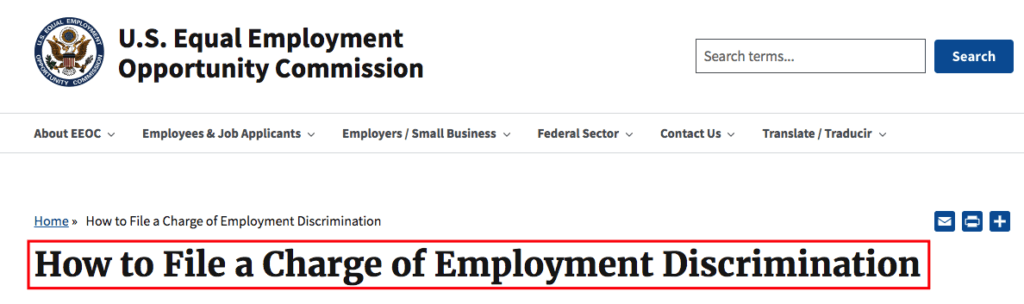 This is how to file an EEOC Charge. Information from Discrimination Lawyers
