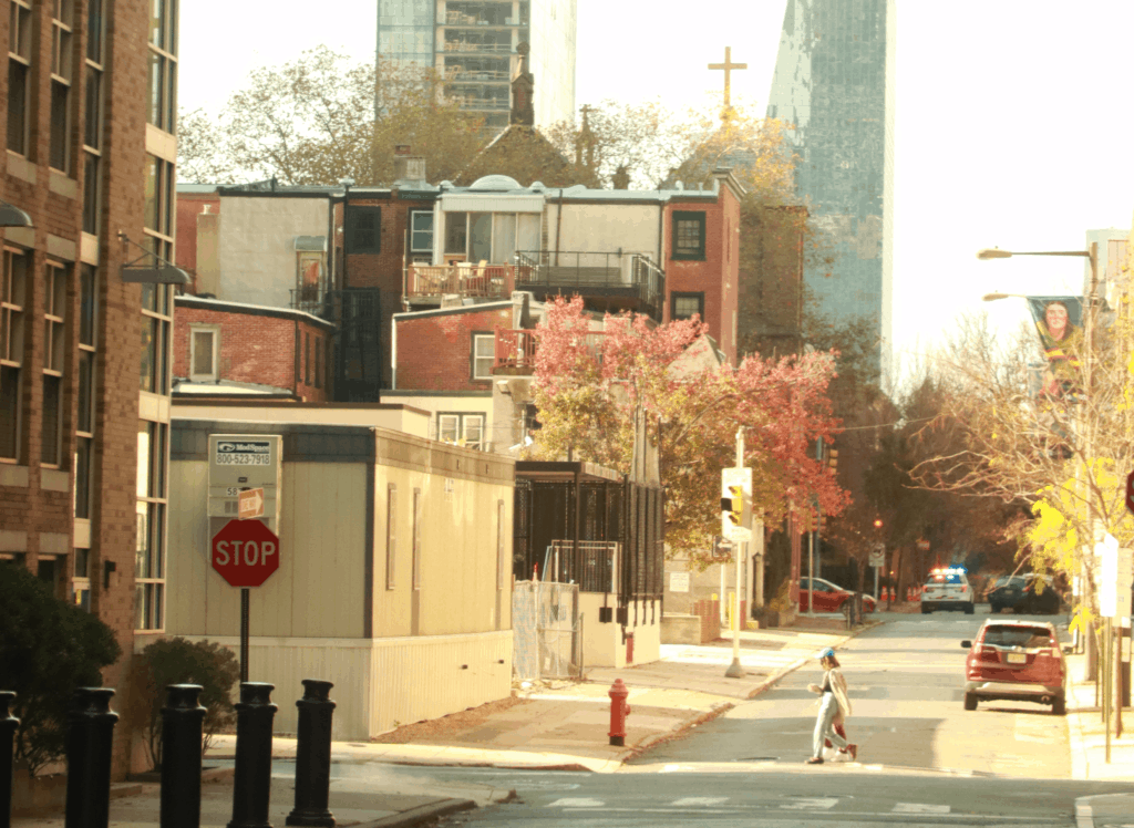 A street in a city.