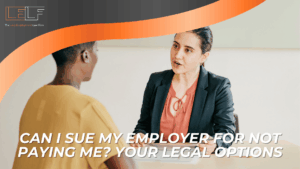 Attorney meets worker under headline about suing for unpaid wages and legal options.