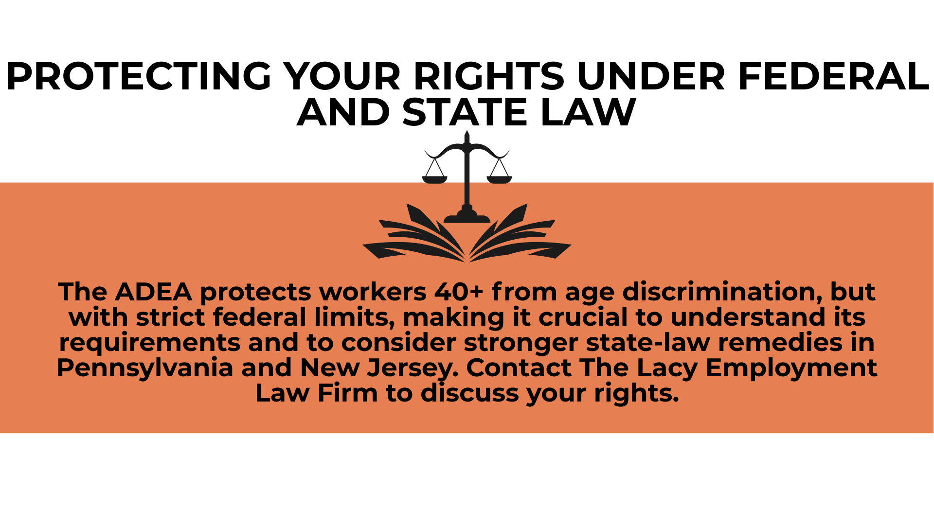 Scales above an open book stress combining federal ADEA rules with stronger Pennsylvania and New Jersey remedies.