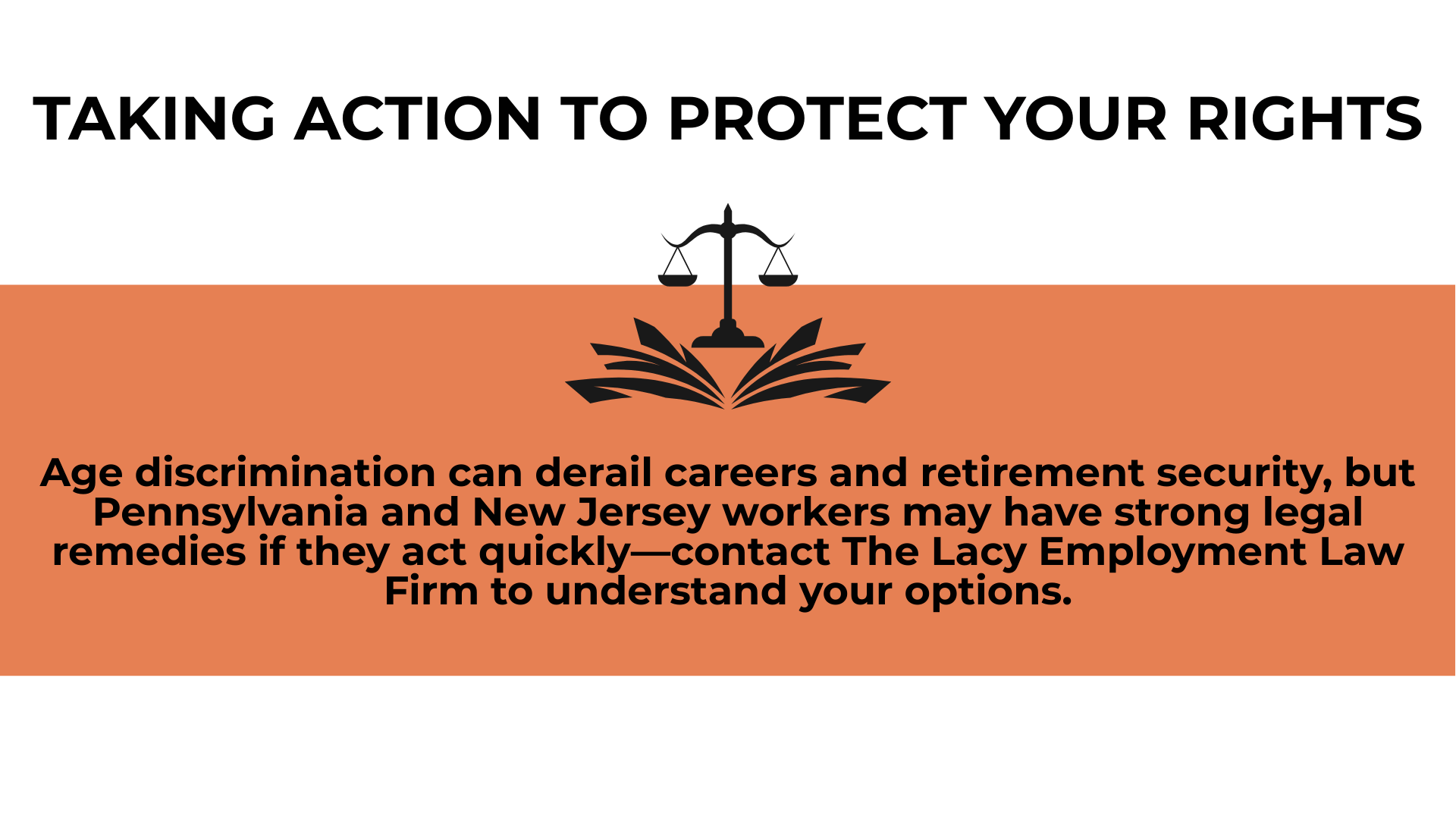 Scales above an open book urge prompt action and legal consultation to address workplace age discrimination.