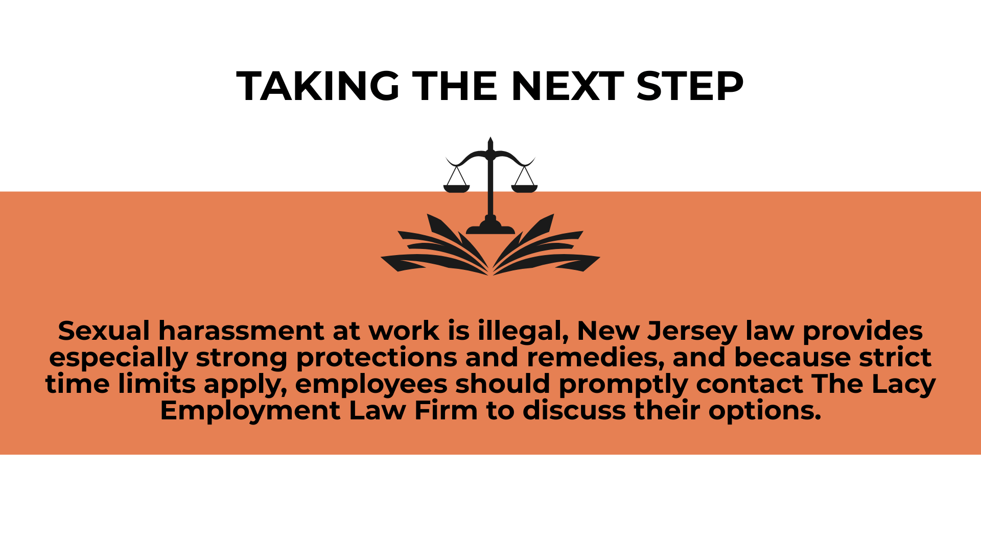 Justice scale above text block encouraging workers to act, explaining legal protections and next steps under New Jersey law.